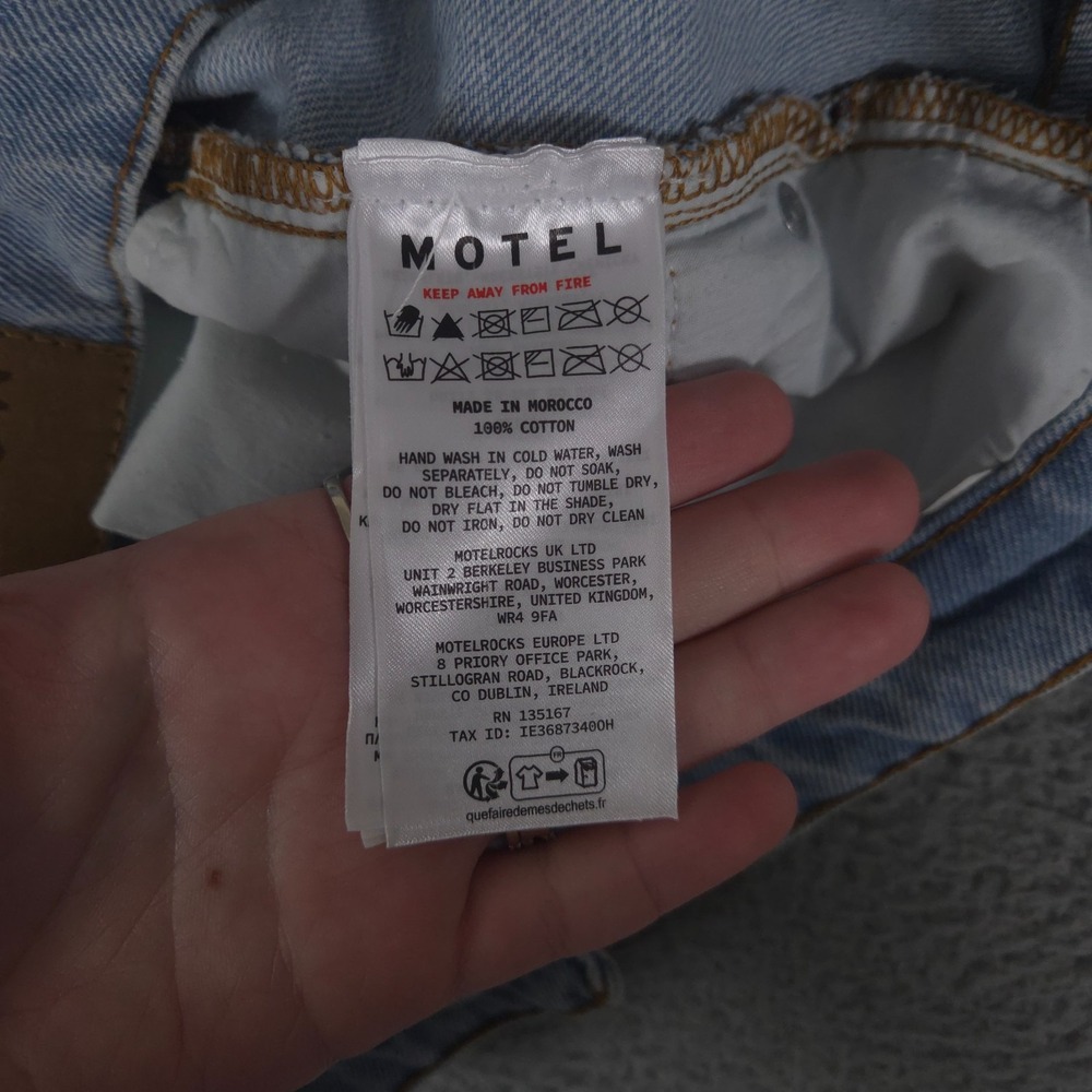 Motel Rocks Jeans Womens 30x32 Blue Wide Leg Parallel Mid Rise Light Wash Denim - Picture 8 of 10